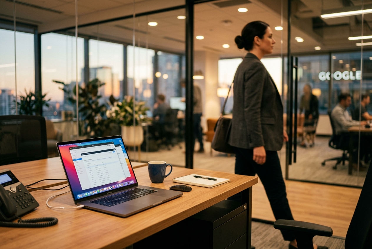 Person stepping away from workstation — Sentinel secures Mac